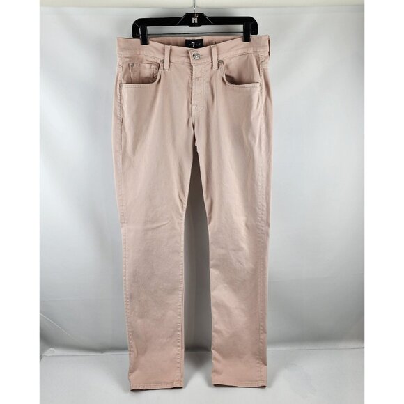 7 For All Mankind Mens 34 The Straight Jeans Pink Luxe Performance Stretch - Picture 1 of 12
